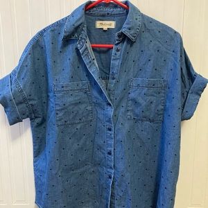 Madewell Denim Courier Shirt Metallic Dots EUC S